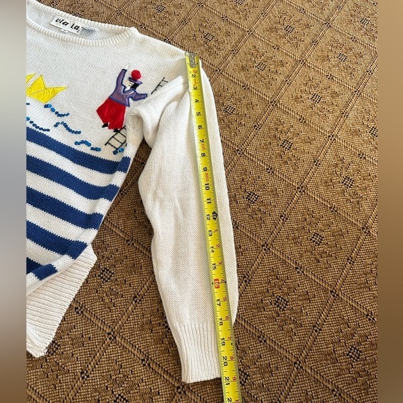 Vintage 80s 90s Via L.A. Fishermen on Ladders w/ Blue & White Stripes Sz Small - Picture 6 of 7